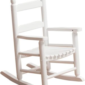 Child Rocking Chair Kids Wooden Rocker Small Baby Toddler Ages 3-6 White Comfy Furniture Outdoor Indoor Reading Room Bedroom Livingroom