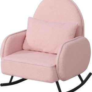 Baby Rocking Chair,Toddler Chair,Kids Chair,Kids Sofa, Shaky Metal Foot and Sherpa Fabric,Toddler Rocking Armchair for Boys and Girls Rest (Pink)