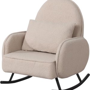 Baby Rocking Chair,Toddler Chair,Kids Chair,Kids Sofa, Shaky Metal Foot and Sherpa Fabric,Toddler Rocking Armchair for Boys and Girls Rest (Beige)