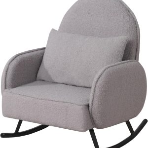 Baby Rocking Chair,Toddler Chair,Kids Chair,Kids Sofa, Shaky Metal Foot and Sherpa Fabric,Toddler Rocking Armchair for Boys and Girls Rest (Grey)