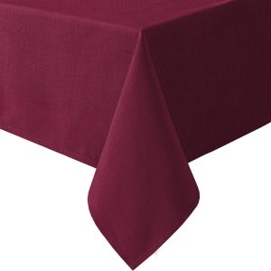Linen Textured Table Cloths 60 x 120 Inch Premium Solid Tablecloth Spill-Proof Waterproof Table Cover for Dining Buffet Feature Extra Soft and Thick Fabric Wrinkle Free, Christmas Red
