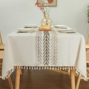 Rustic Tablecloth Cotton Linen Waterproof Tablecloths Burlap Table Cloths for Kitchen Dining Cloth Table Cloth for Rectangle Tables Wine Leaf Rectangle,55''x70'',4-6 Seats